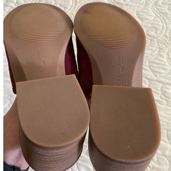 Koolaburra By Ugg W 7 Raychel Leather Sandals Maroon casual minimal - Picture 4 of 8